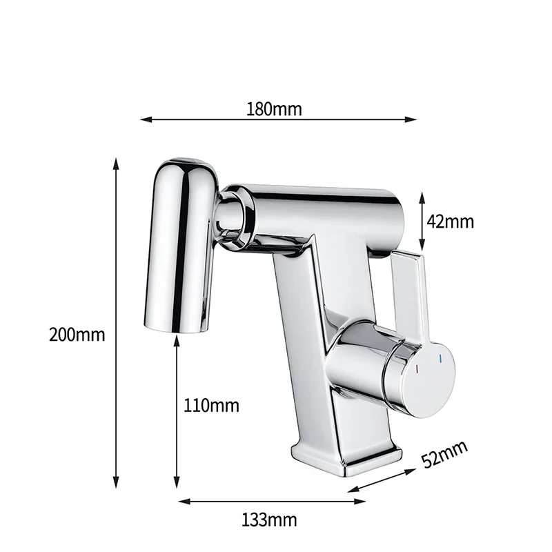 YYHC-Chrome Pull Out Basin Faucet Multifunctional 3 Mode Sprayer Nozzle Brass Bathroom Hot and Cold Water Sink Mixer Tap