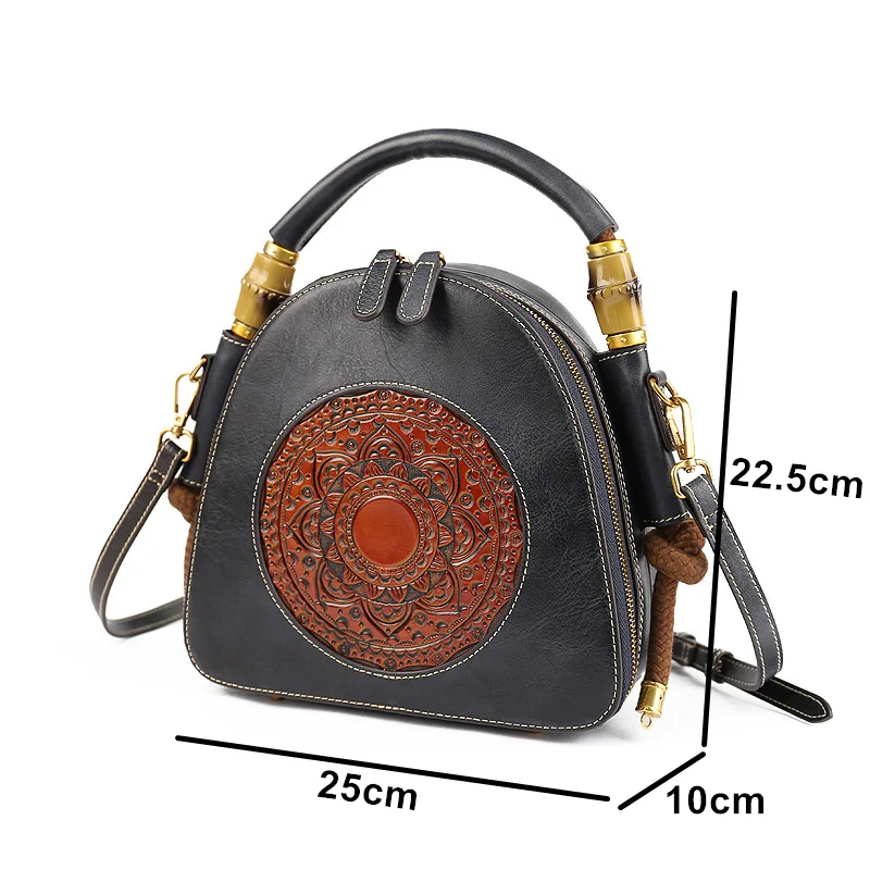 MOTAORA Luxury Handmade Embossed Women Crossbody Bag 2024 New Retro Genuine Leather Shell Bag Ladies Chinese Style Shoulder Bags