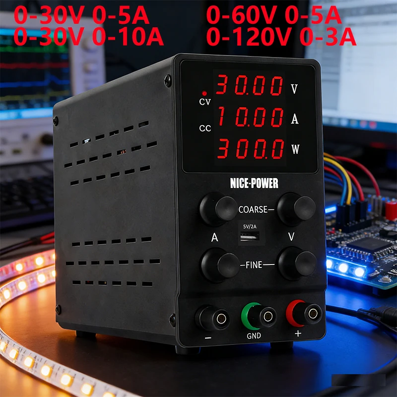 

Лабораторный регулируемый блок питания постоянного тока 30 В 5 А 150 Вт, настольный переключатель, лабораторный источник питания, регулятор напряжения, источник питания, ремонт 30V 10A 300W/60V 5A 300W/120V 3A 360W
