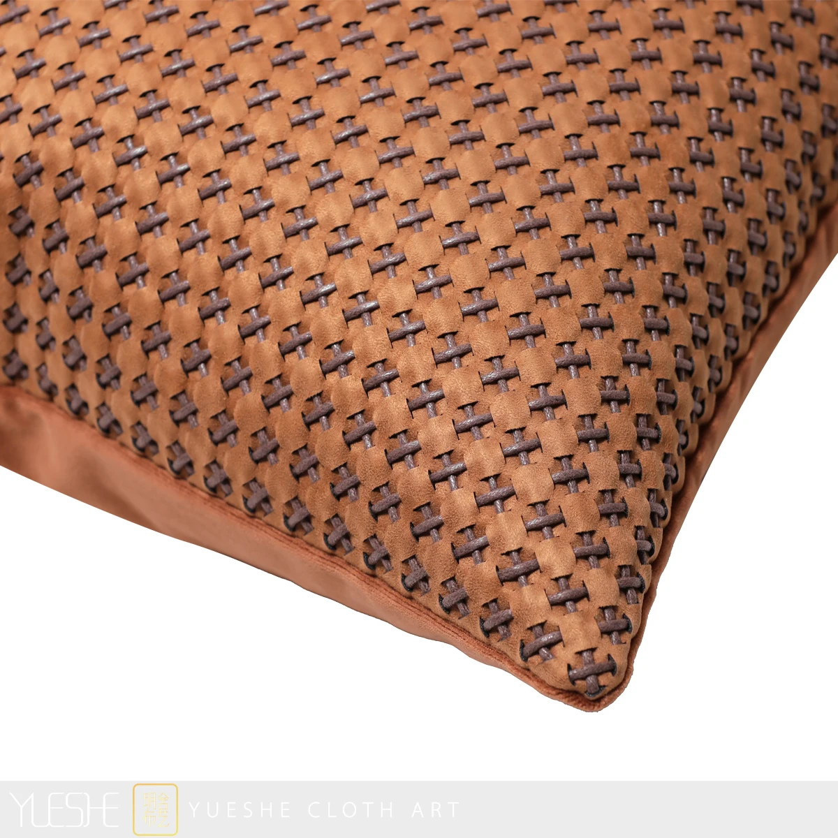 Imagem -04 - Modelo Original Design Sofá do Quarto Jogar Travesseiro Macio Decoração Designer Modern Orange Leather Woven Square Pillow