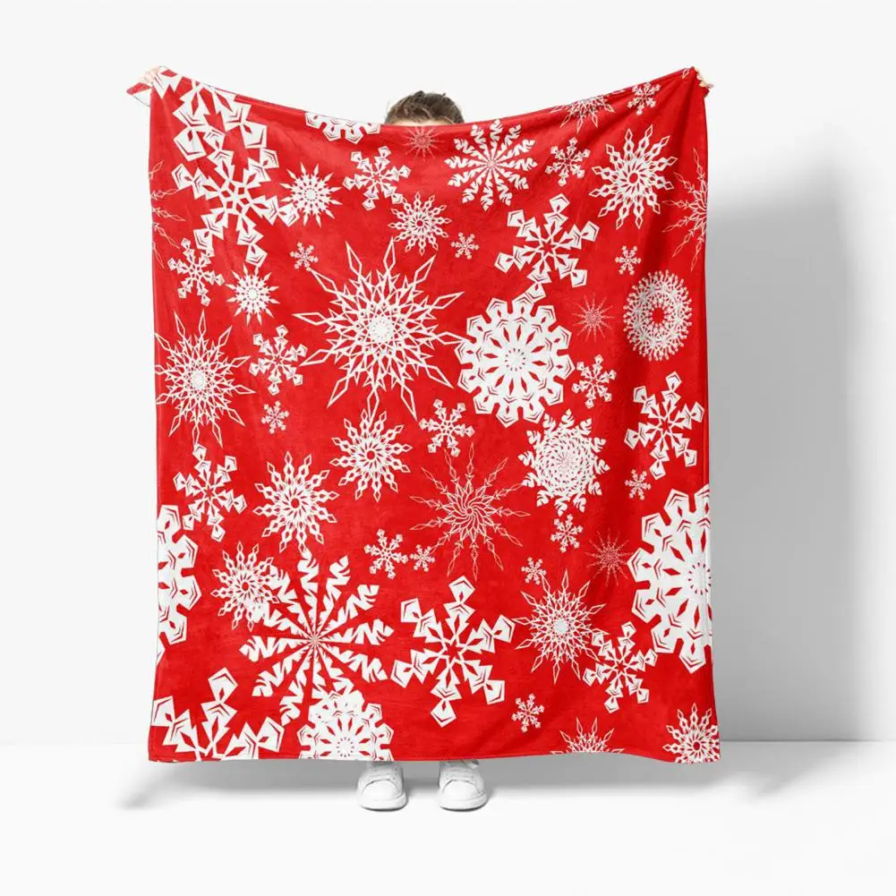 Soft Cozy Blanket Christmas Decor Blanket Festive Holiday Blanket Cozy Christmas Elk Snowflake Santa Claus Print Sofa for Xmas