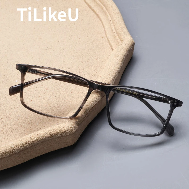 Large Size 56mm Square Acetate Glasses Frame Ultra Light Designer Vintage Frame New Men Women Handmade Plate Myopia Eyeglasses