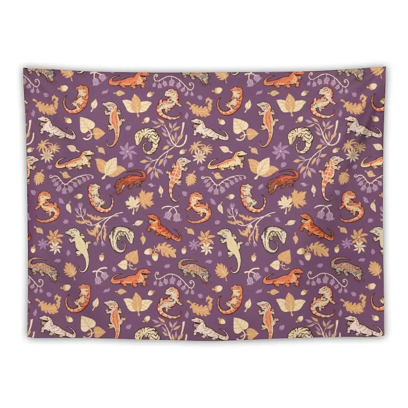 Autumn geckos in purple Tapestry Room Decorations Aesthetic Art Mural Aesthetic Home Decor Wall Hanging Tapestry