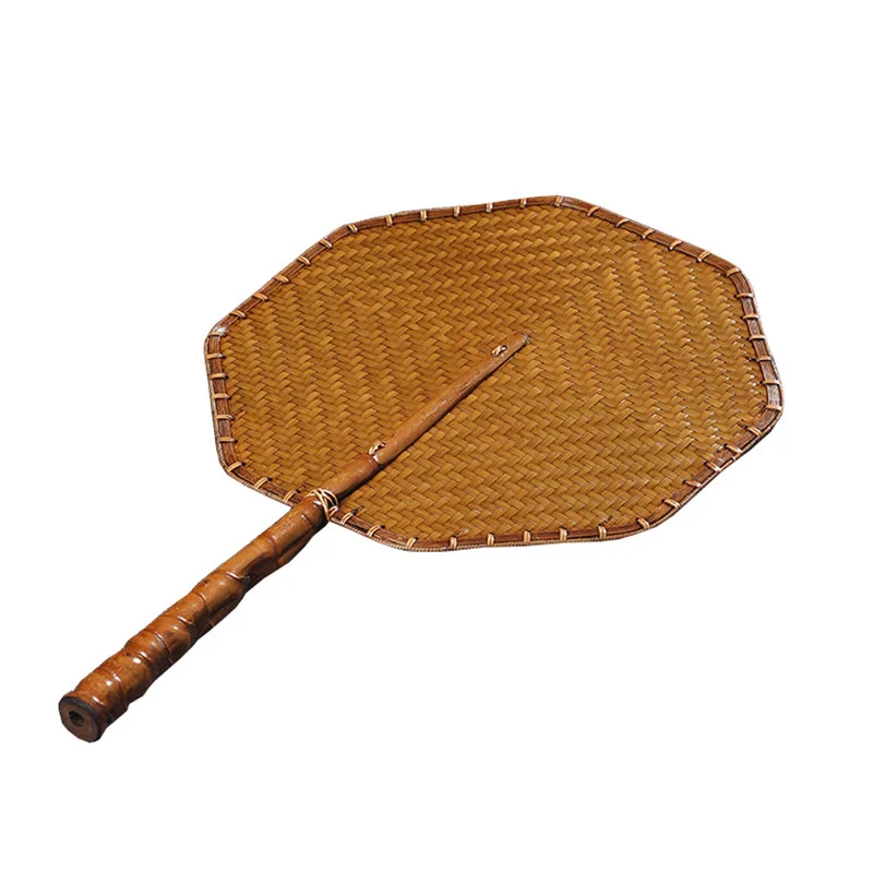 

Handmade lacquered bamboo woven fan, Arhat bamboo handle to cool down in summer
