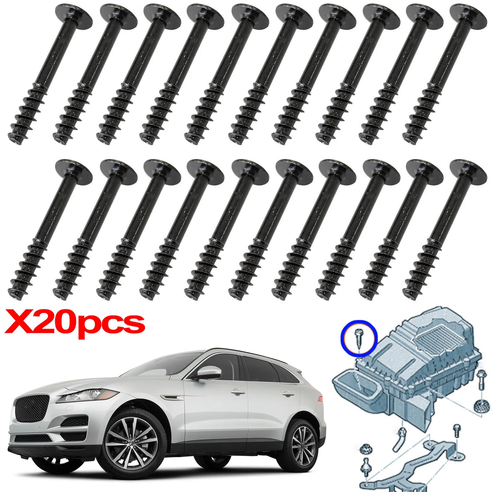 20x For Jaguar X-Type F-PACE XF XE XJ X761 X250 X260 X760 X351 Air Filter Cleaner Intake Box Housing Lid Bolt Screws C2S11217