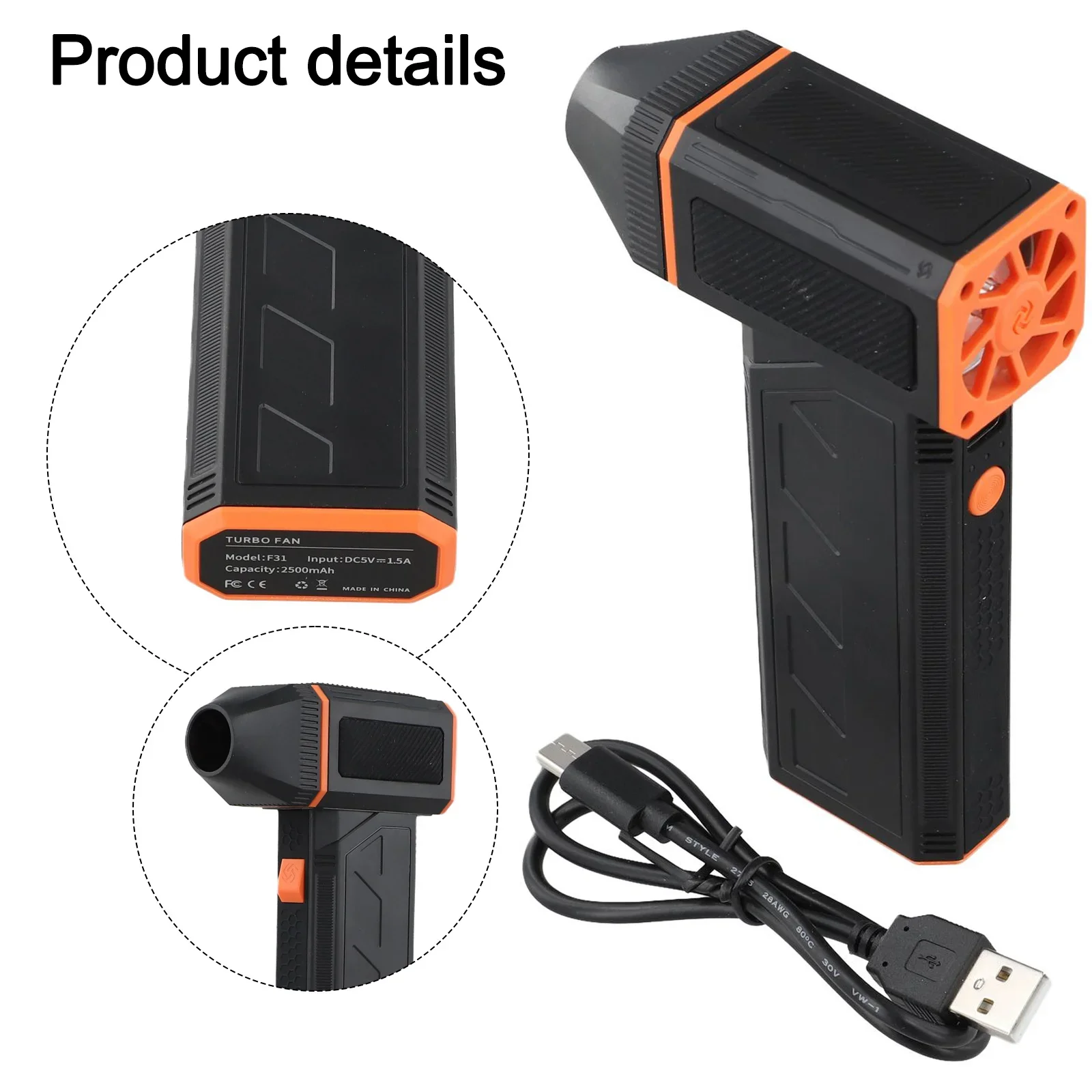 

Rechargeable Turbo Fan Rechargeable Full Charge Time Hours Multi-purpose Rechargeable 130000RPM 2500mAh 3 Speed