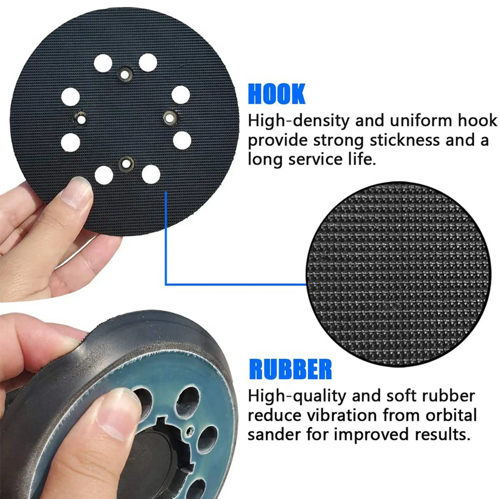 

AB34-2X 5Inch Hook And Loop Replacement Sander Pad For -Fit DWE6421/6421K, DWE6423/6423K, DCW210B Random Track Sander