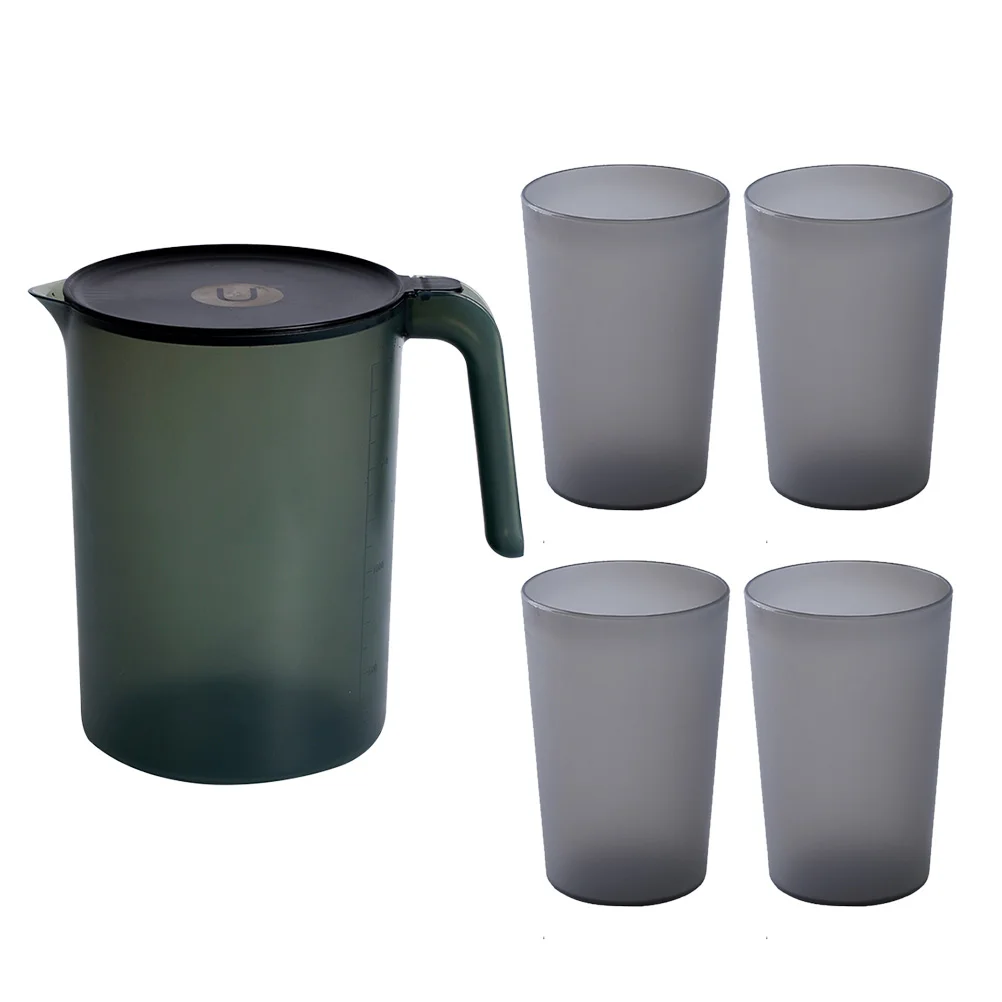 

Plastic Cold Water Kettle Set Large Capacity Transparent Juice Pitcher Easy Clean H Design Suitable for Family Use