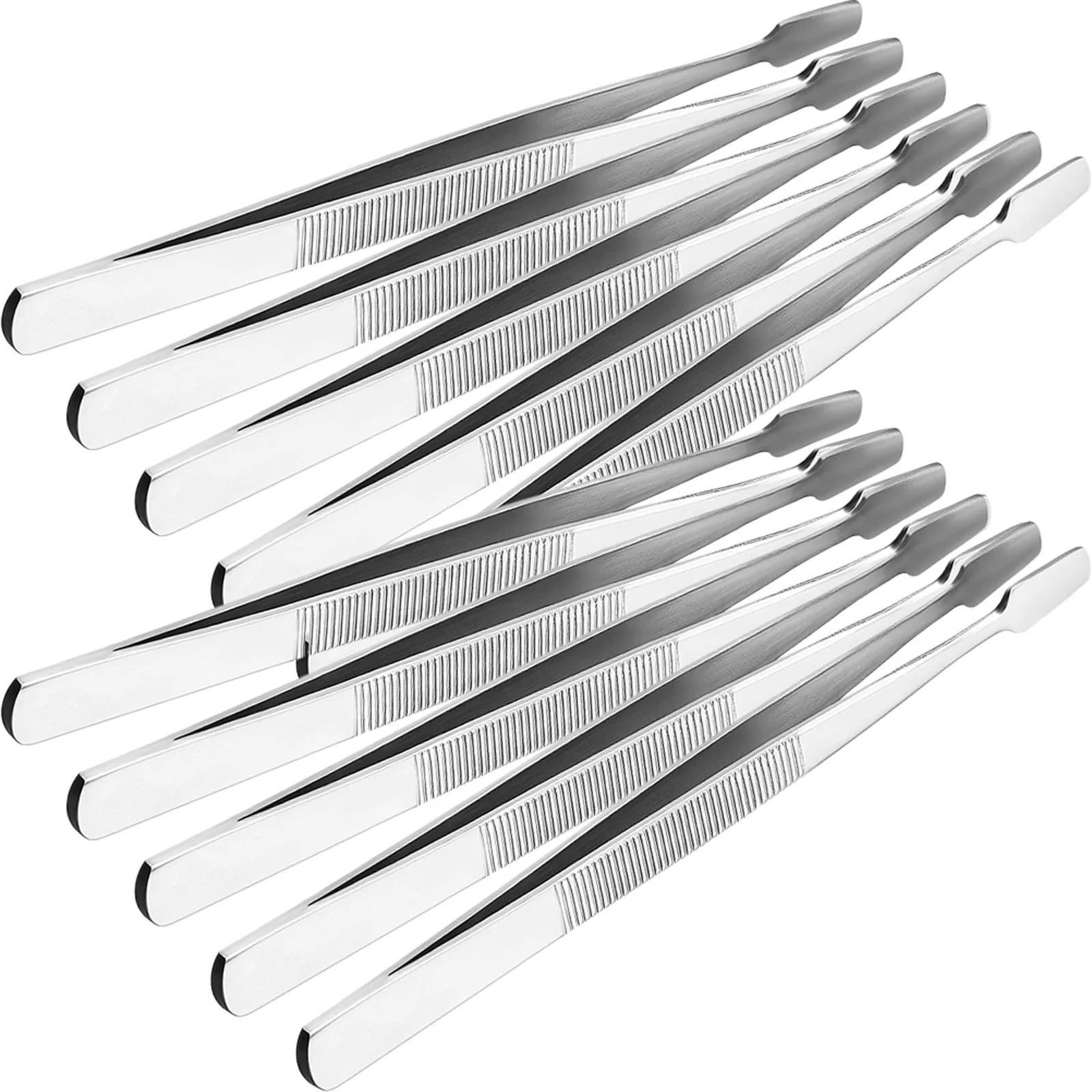 

10Pcs Fake Lash Tweezers Multi Purpose Stainless Steel Tweezers for Eyebrow Styling Craft Hobby Philately Photo Coin Handling
