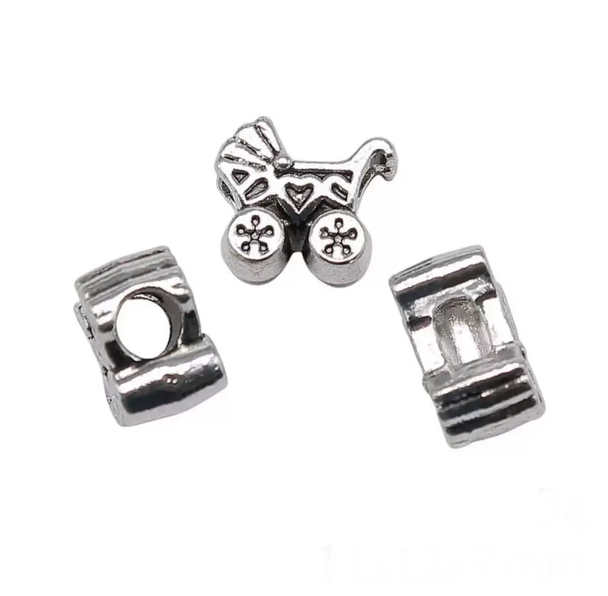 

10pcs 13*12*7.5mm,hole 4.5mm Alloy metal big hole beads lovely carriage design for making accessories HW4098