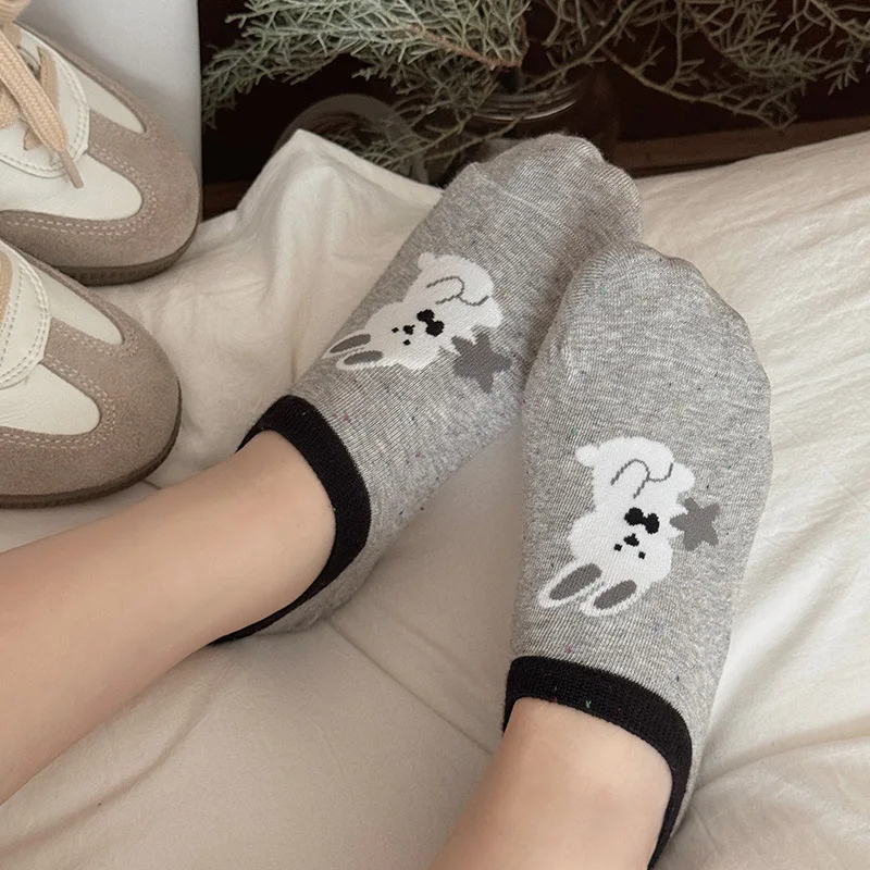 

Summer Socks Women's Thin Socks Short Tube Socks Non-slip Low Tube Stockings Cartoon Animal Pattern Day Shallow Mouth Stockings