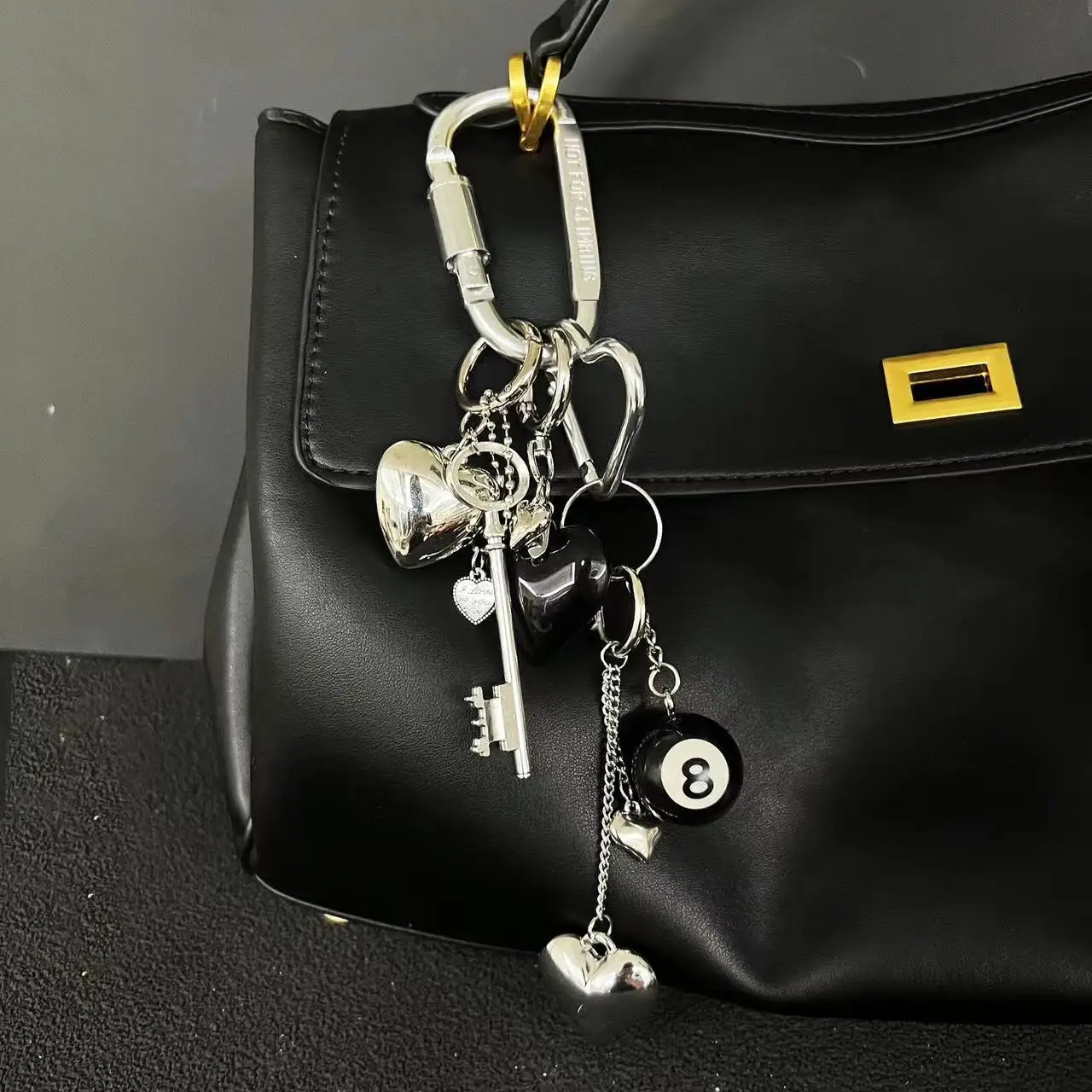 Punk Cluttered Dice Key Shape Bag Pendant Retro Handmade Heart Y2k Keychain Billiard Mashup Trendy Jewelry For Bagpack Gifts