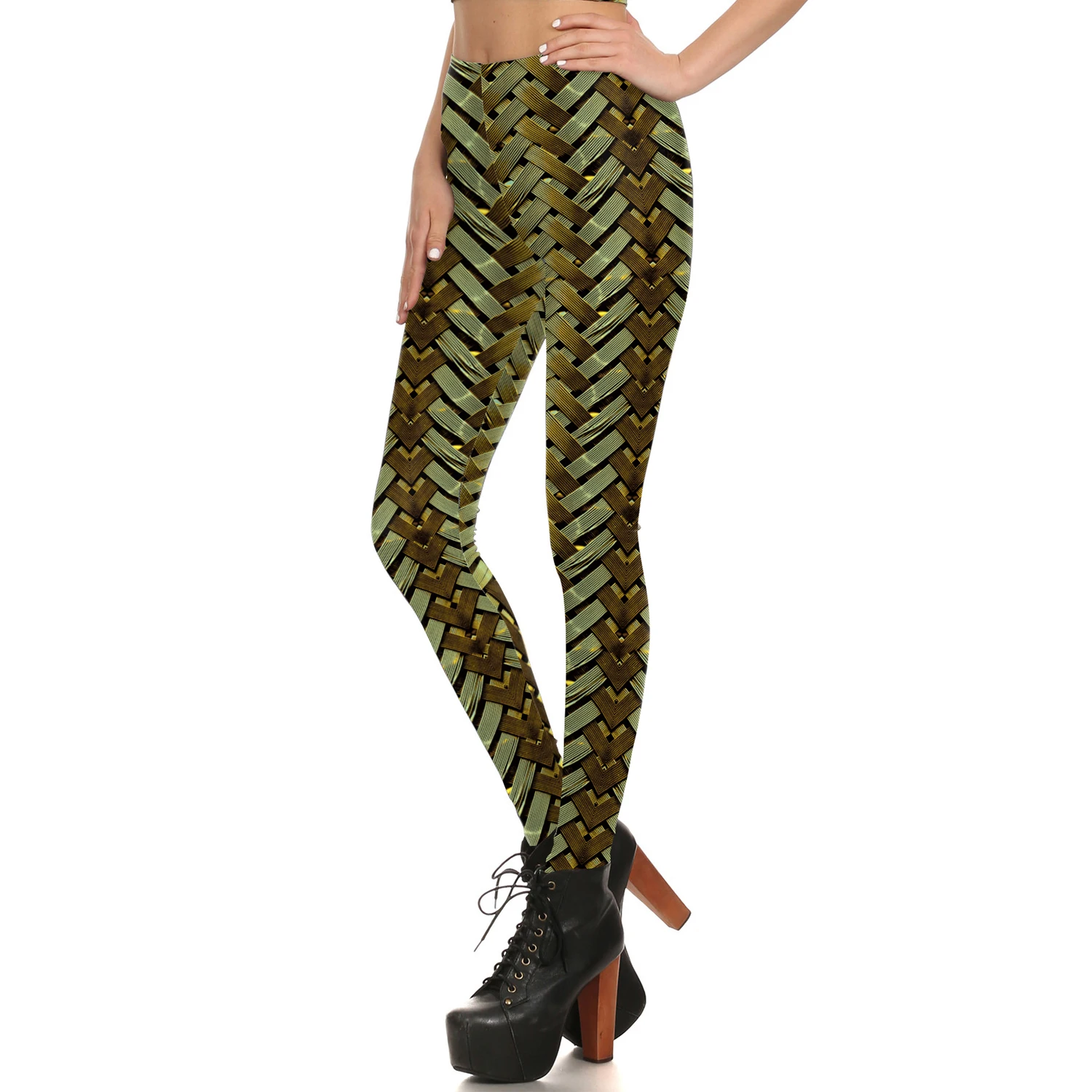 3D Damen Yogahose Casual Sexy Gym Weave Bedruckte Leggings Hohe Taille Elastisch Sport Slim Fit Stretchhose Yogahose