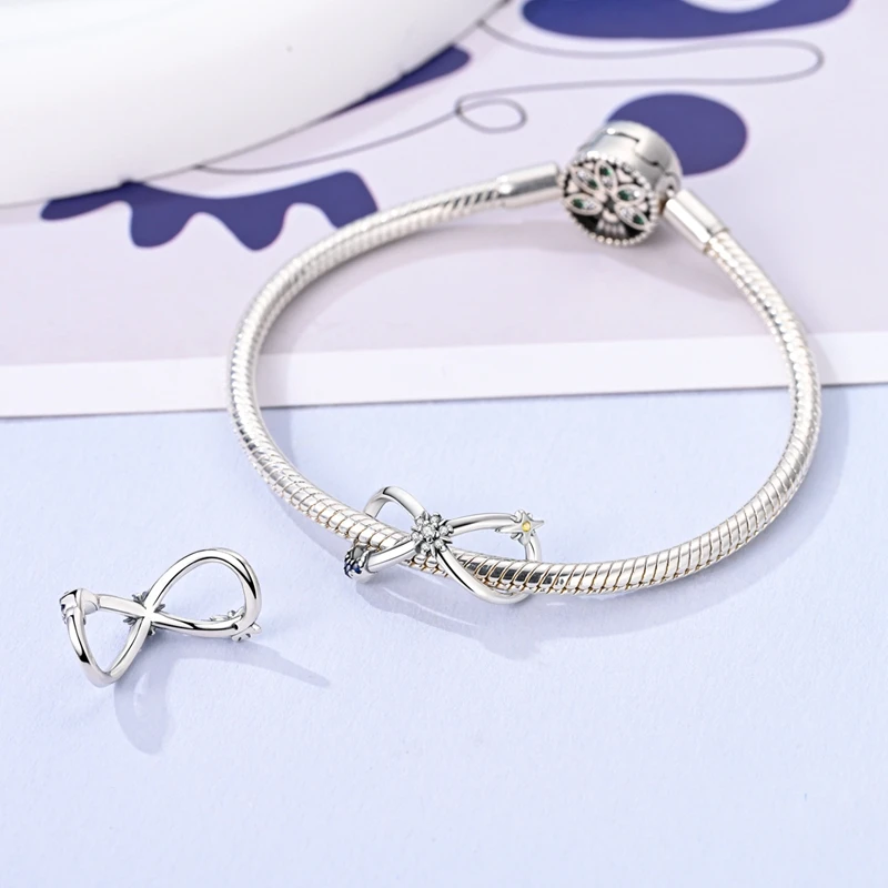 Classic 925 Sterling Silver Butterfly Sunflower Feather Star Moon Eternal Infinity Charms Beads Fit 3mm Bracelet DIY Jewelry