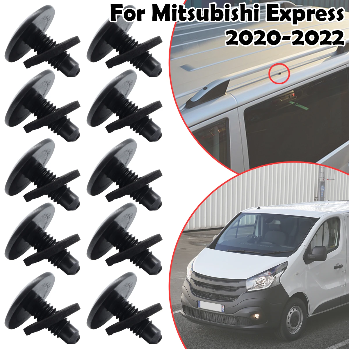 

10SET WHT006148 Car Roof Rack Holes Panel Blanking Black Screws Bolts Sealed N90993801 For Mitsubishi Express 2020 2021 2022