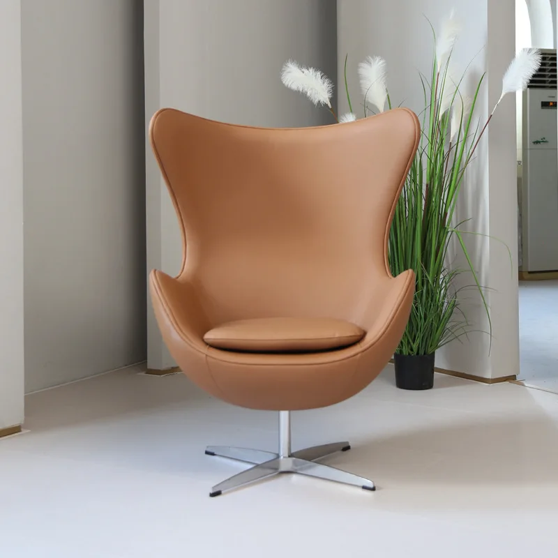 

Скандинавская мебель, светлый роскошный кожаный стул для гостиной, вращающийся стул-яйцо, современная простота