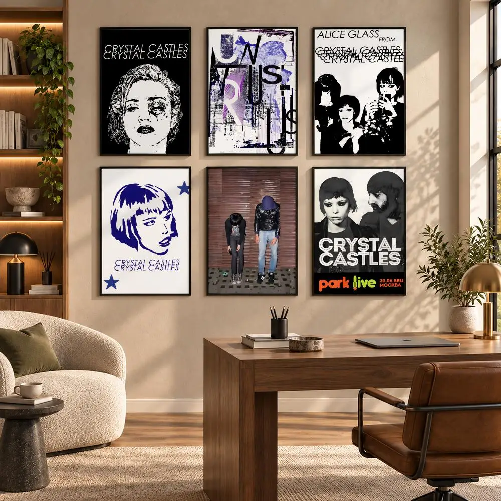 Band C-Crystal Castles Amnesty Poster Self-adhesive Art Waterproof Paper Sticker Coffee House Bar Room Wall Decor