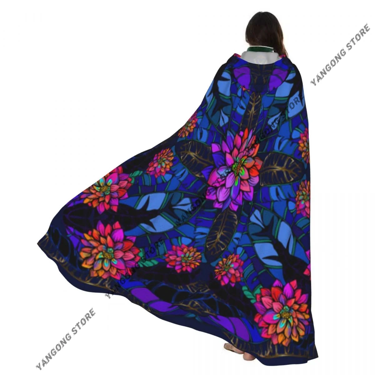 

Плащ с капюшоном и полевыми цветами, пальто, костюм для косплея на Хэллоуин, накидка вампира, дьявола, волшебника, вечерние платья