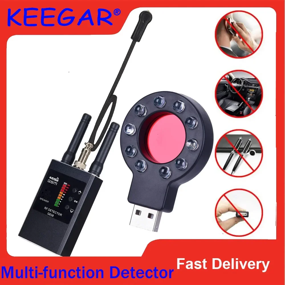 Multi-function Anti Spy Bug Detector Bug GSM GPS Tracker Hidden Camera Spy Gear Devices Professional Wireless RF Signal Detector