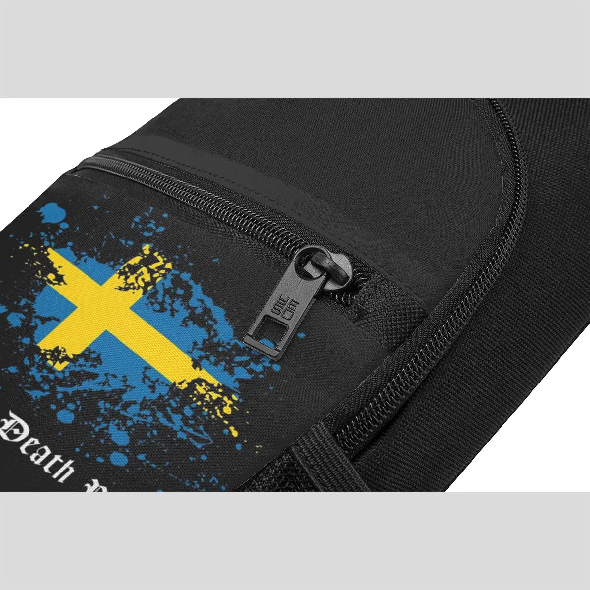 Swedish Death Metal Band Black Heavy Sweden Flag Chest Bag Men Sling Crossbody Backpack Chest Bag Hiking Daypack Shoulder Bag