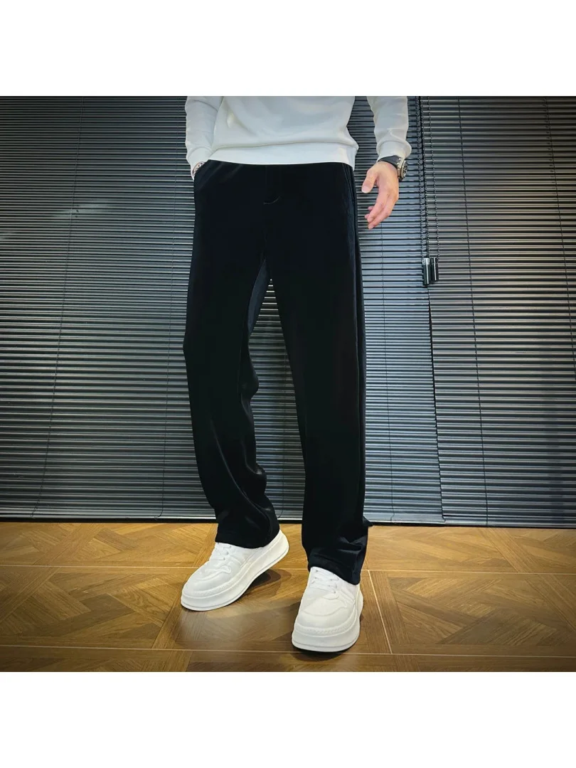 

Мужские зимние модные удобные утепленные брюки из флиса премиум-класса, прямого кроя, свободные, с высокой талией