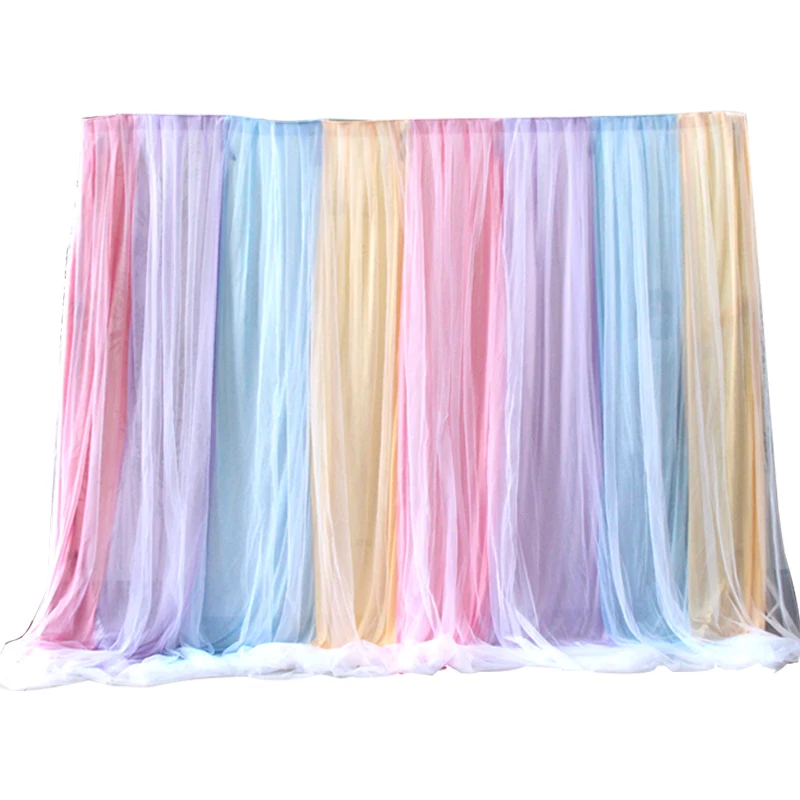 Rainbow Ice Silk Wedding Backdrops Panels Curtain Wedding Stage Banquet Party Decoration Simple Wall Curtain Drapes Backgrounds