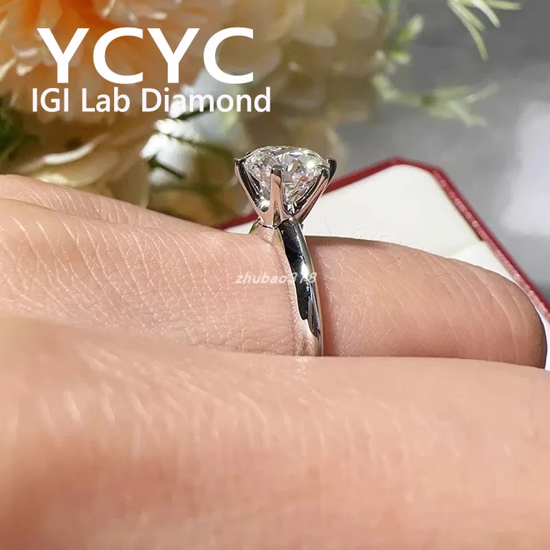 

Luxury 3Ct Lab Grown Diamond Ring Solid18K White Gold Round Cut Diamond CVD HPHT DEF VS-VVS Wedding&engagement Ring