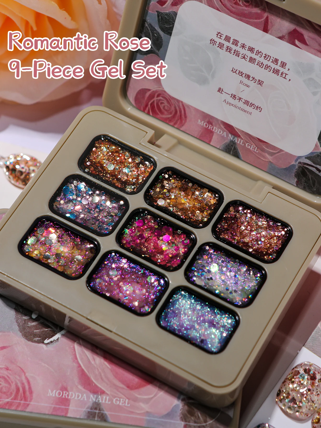 9色グリッターソリッド接着剤ジェルネイルポリッシュグラデーションセミパーマネントソークオフUV LEDネイルアートジェルニス