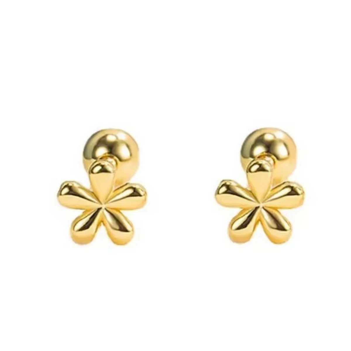 Simple Stainless Steel Golden Flower Small Stud Earring for Women Girl Teen Tiny Screw Back Piercing Accessories image 2