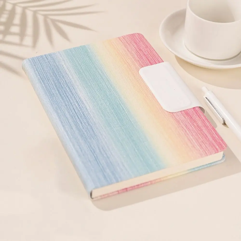 200 Pages A5 Notebook with Magnetic Buckle PU Leather Cover Students Notebook Thickened Paper Horizontal Line Diary