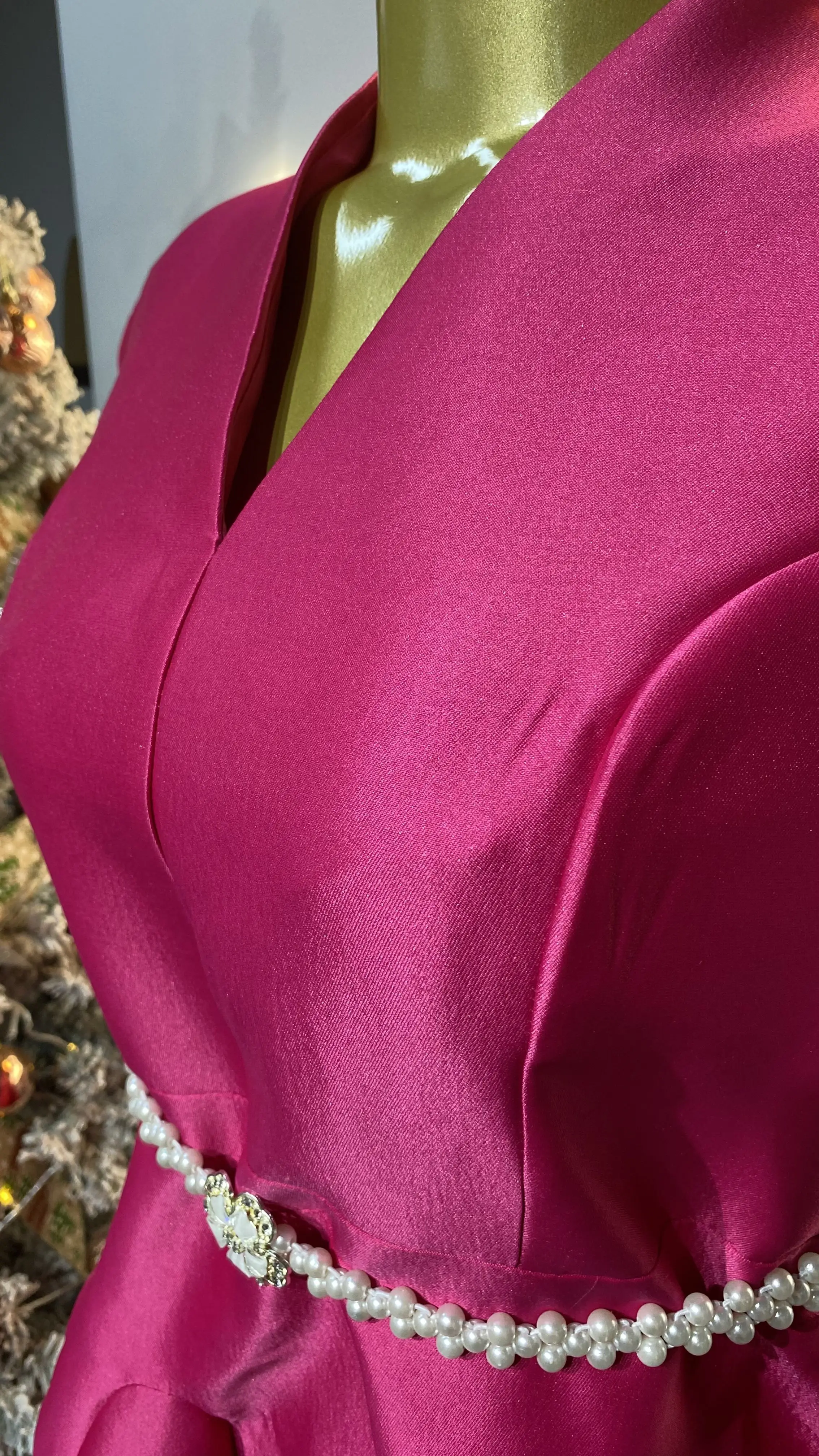 فستان أنيق مصمم حسب الطلب بأكمام مرفرفة ورقبة على شكل حرف V وقصة ضيقة، فستان مأدبة أنيق-GZXX337 #6