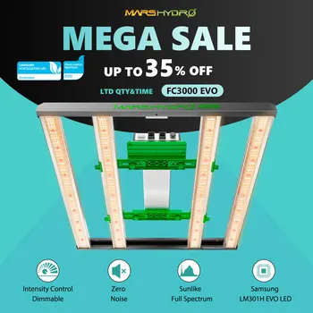 Upgraded Mars Hydro FC 3000 Samsung 301H EVO Full Spectrum LED Grow Lights Strip Hydroponics Veg and Flower Commercial for 3x3ft