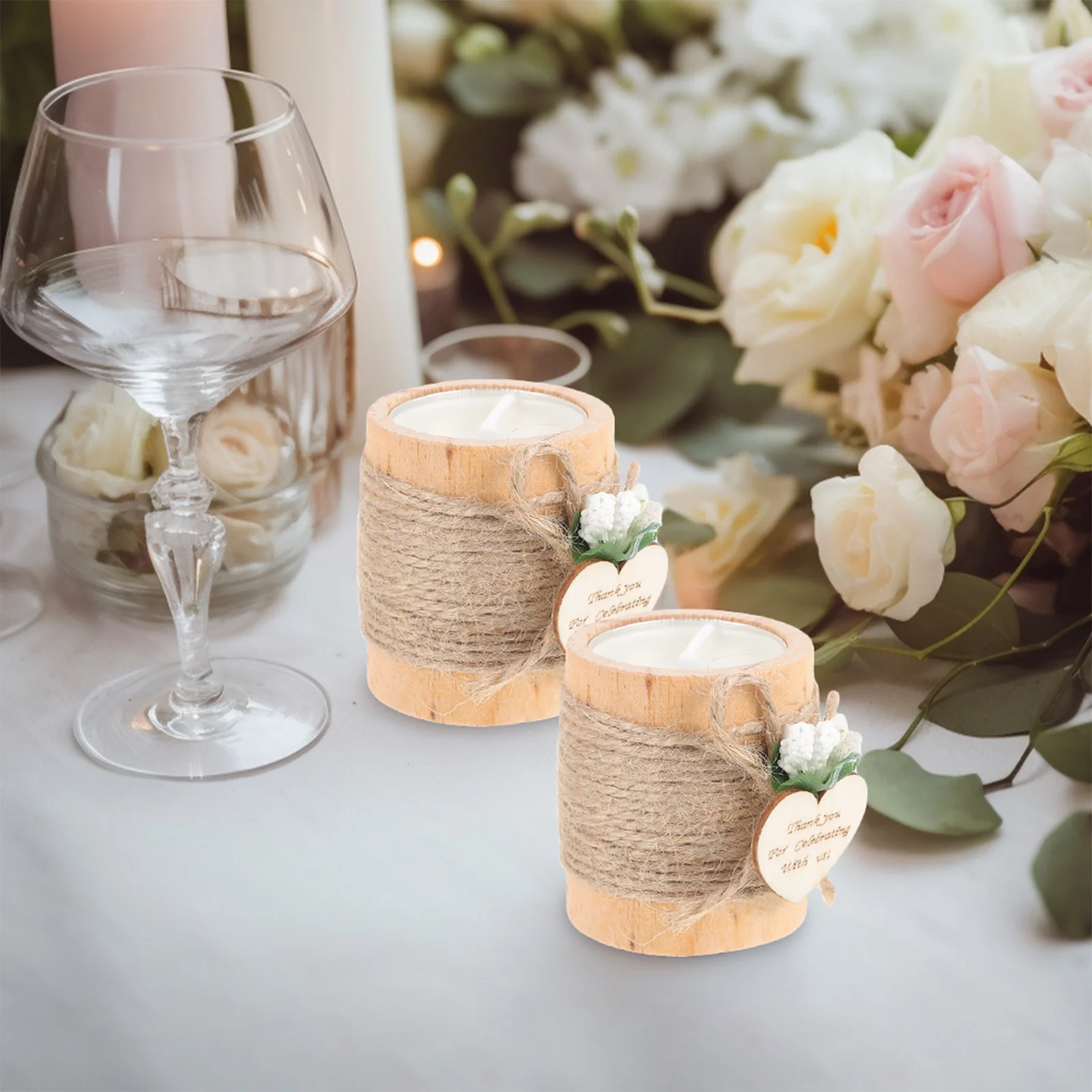 

Wooden Tea Light Holder Rustic Small Stand Wedding Birthday Valentine Party Centerpiece Decoration