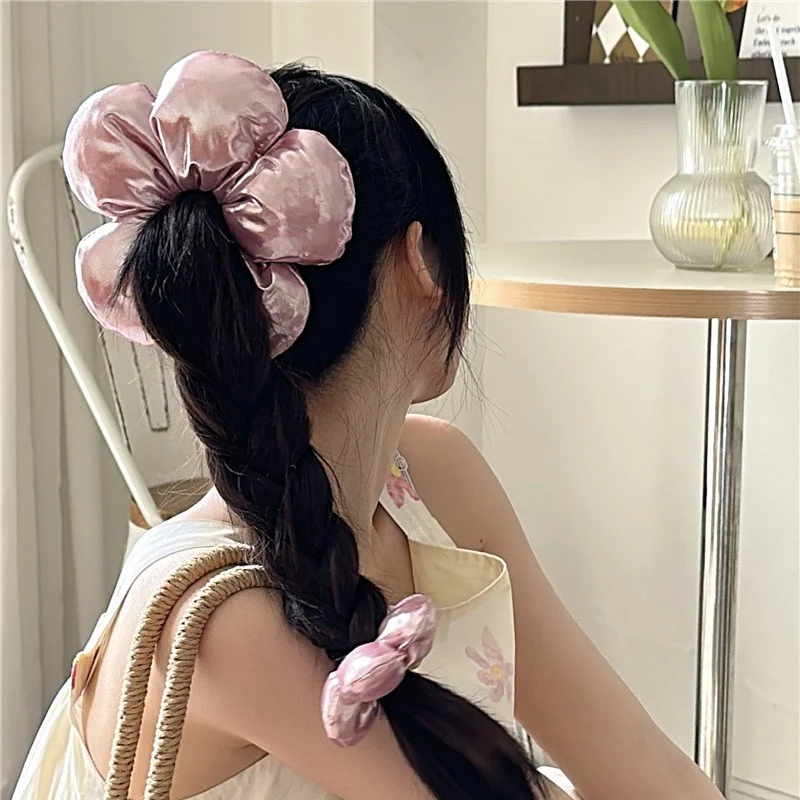 

Y2K Sweet Big Bread Flower Scrunchies Large Intestine Hair Elastic Bands Headwear Ponytail Holder Hair Rope Exquisite Headdress