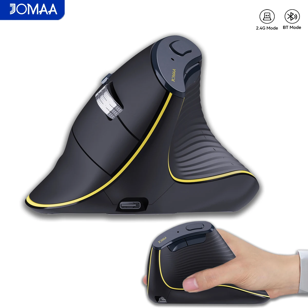 Ratón vertical ergonómico inalámbrico, ratón inalámbrico Bluetooth 5.0 y 2.4G con rueda de velocidad y botón silencioso, ratón inalámbrico