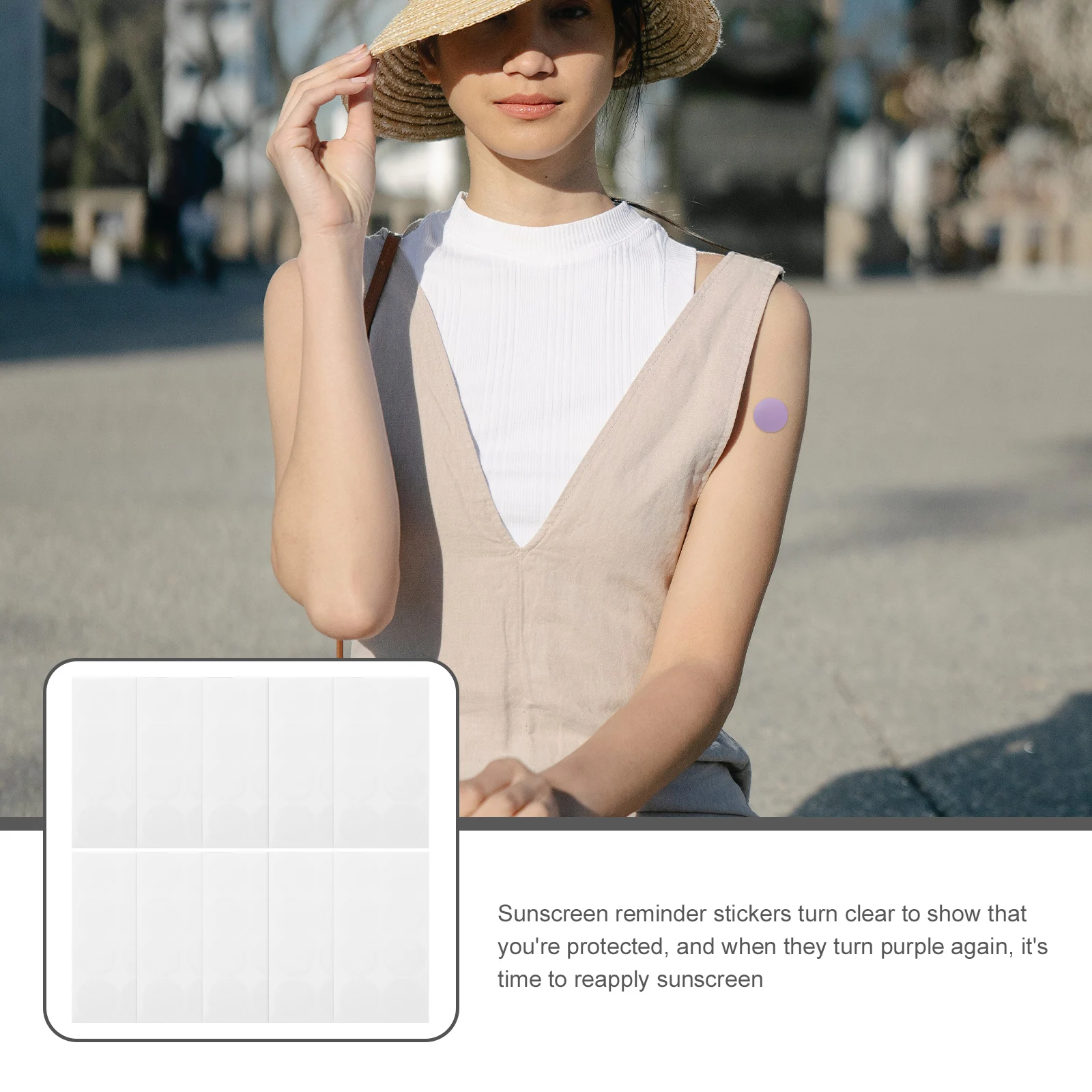 

8pcs 10 Sheets Detection Stickers Round Sun Block Patches For Outdoor Uv Testing Color-Changing Stickers Anti-Wear Breathable