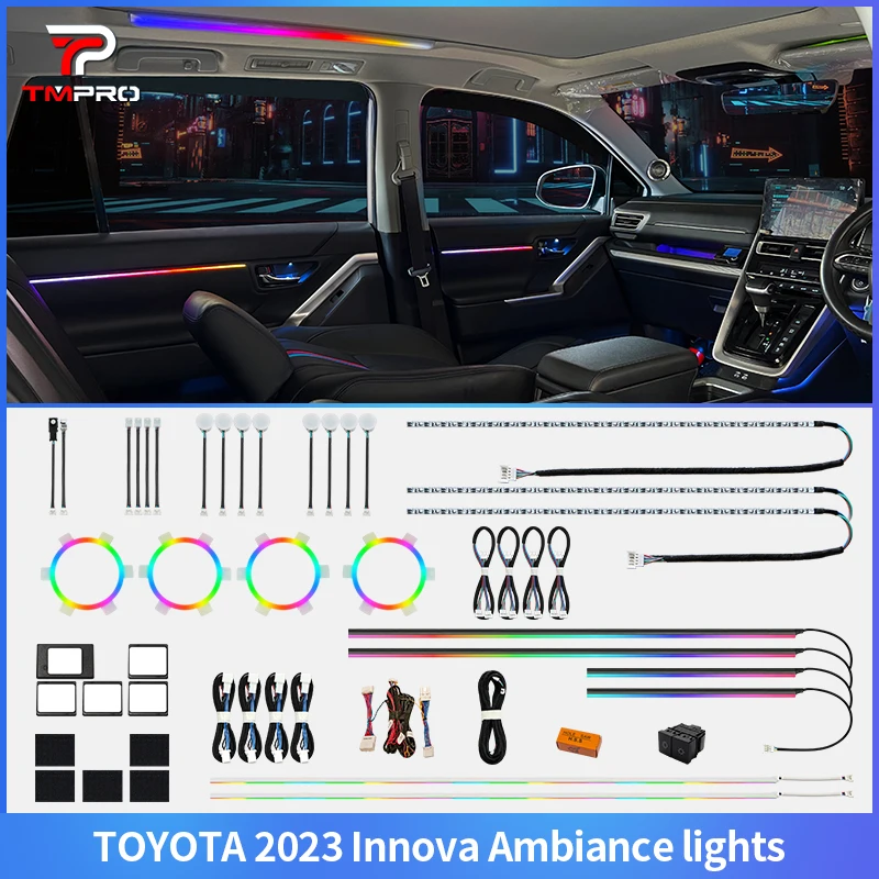 TMPRO 64 Colors LED Safety assistance systems Ambient Lighting For Toyota Innova 2023 Automotive Interior Decoration