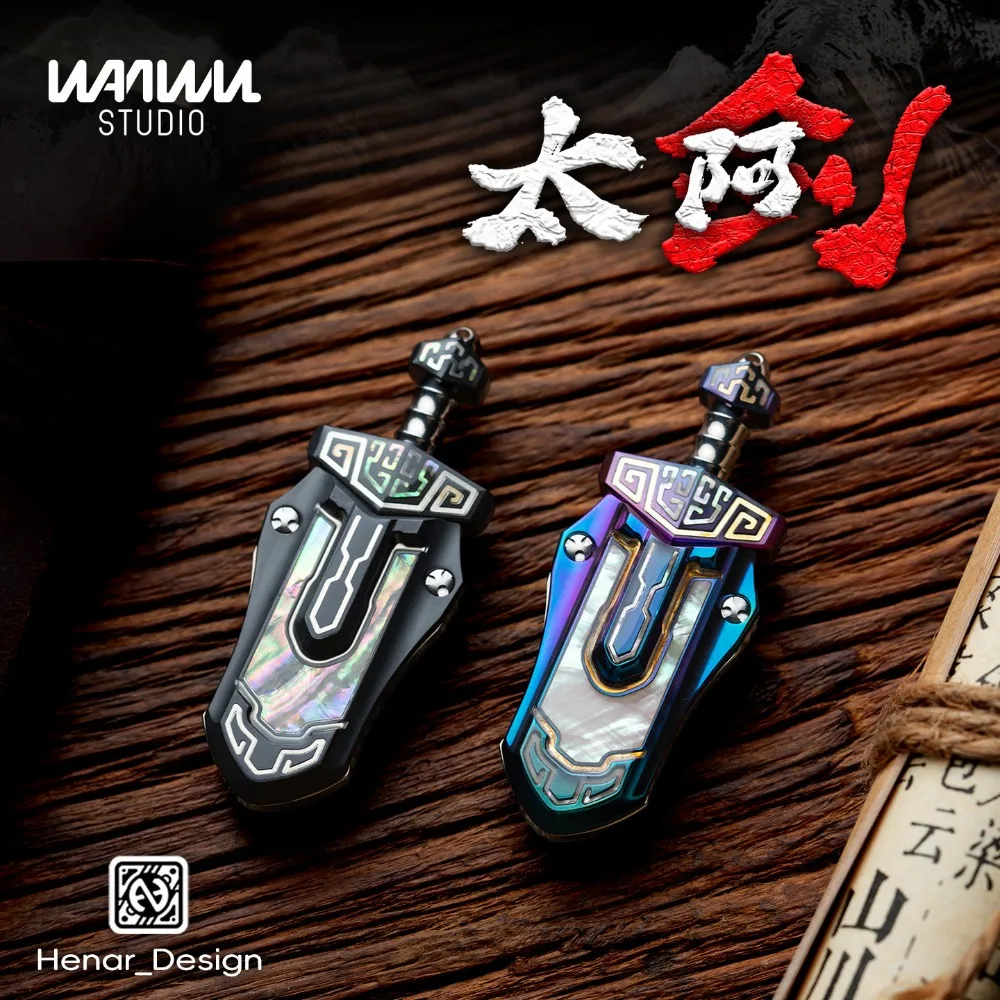 

WANWU EDC Tai'a Sword, Chinese Style Sword-Shaped Mechanical Magnetic Direct Push Fingertip Push Card Decompression Toy