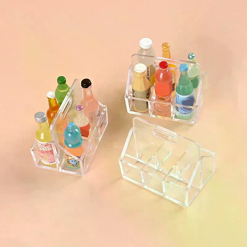 2pcs/1set Mini Beverage Bottle Milk Bottle Base Scene Decoration Food Play Doll House Toy Model