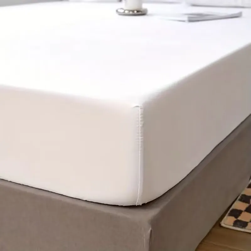 Washed Cotton Bed Fitted Sheet with Elastic Bands Non-slip Adjustable Mattress Covers for Double King Queen Bed 140/160/200cm