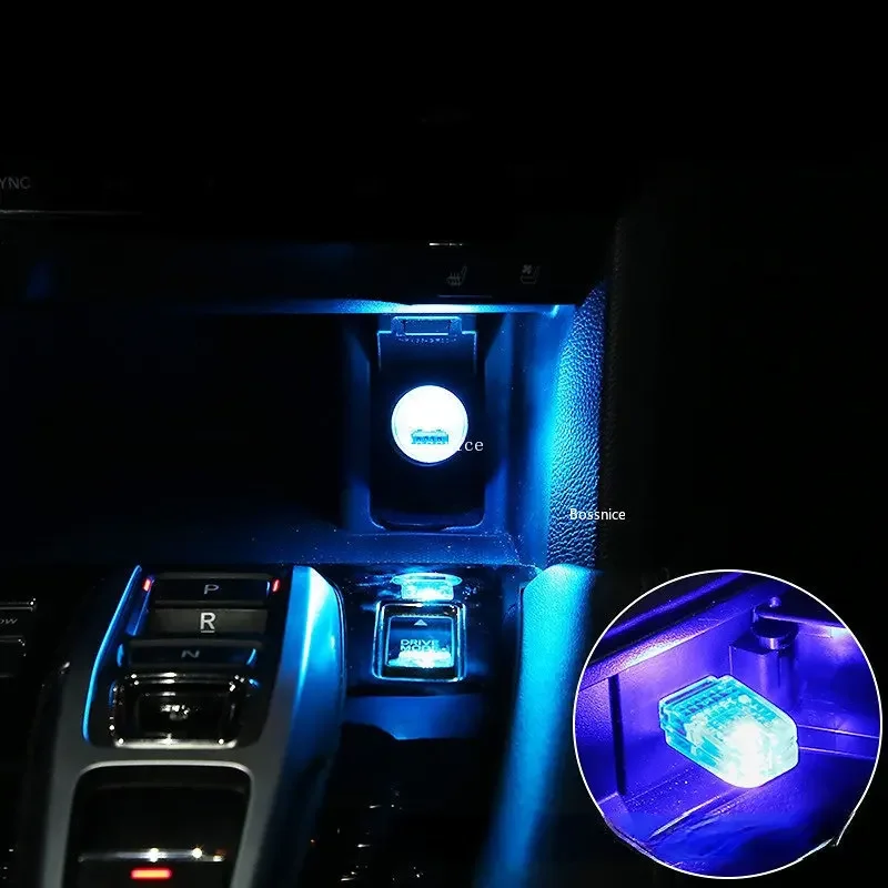 1Pc Car Mini LED Atmosphere Light 5V Touch Switch Decorative Lamp USB Interface Holiday Party Interior Decor Ambient Light