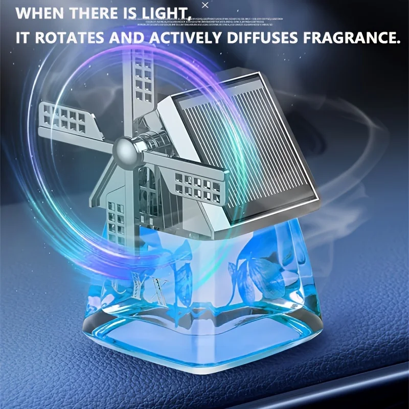 1pc Car Windmill Shaped Design Air Perfume Solar Aromatherapy Diffuser Car Dashboard Deodorizer Indoor Decoration