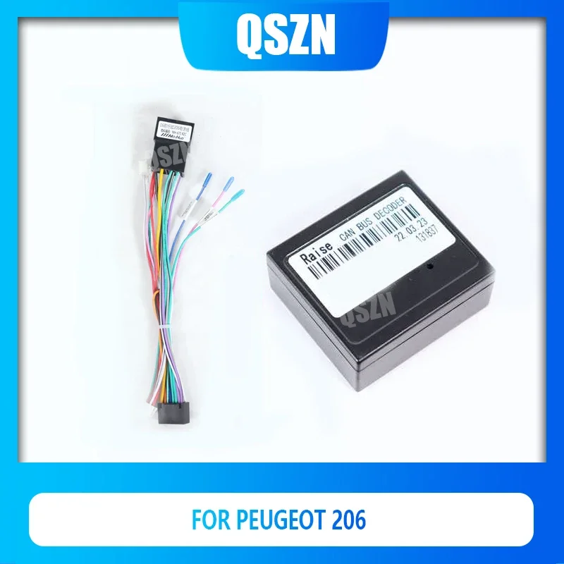 QSZN 2 Din Canbus Box Decoder PSA-XB-08/G-PSA-RZ-66 For Peugeot 206  Power Harness Wiring Cables Car Radio