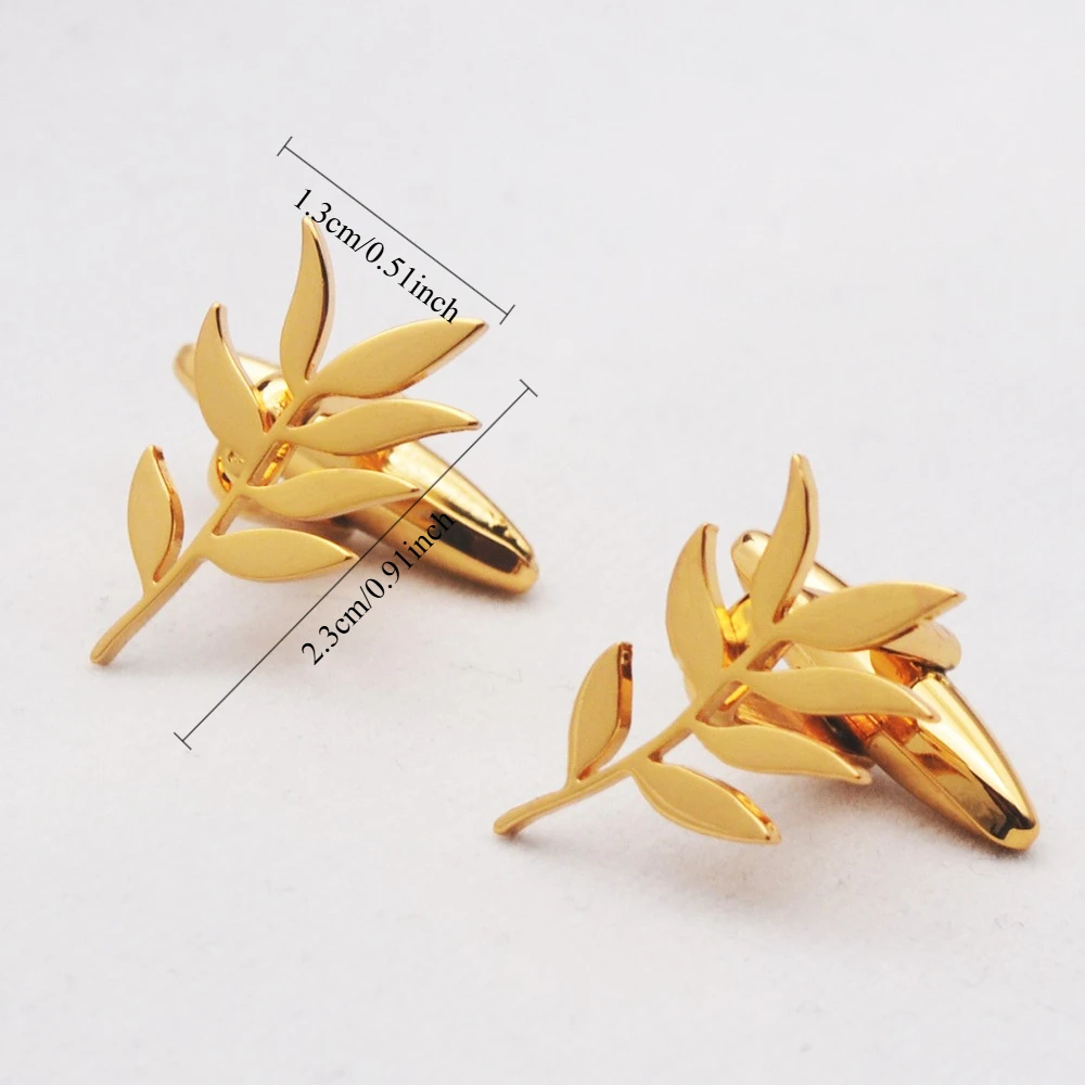 Peace Olive Branch Cufflinks Stainless Steel Texture Men's Formal Sleeve Studs Business Suit Shirt Cufflink Pin Accessories view 2