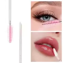 New Solid Handle Dual-Ended Eyelash and Lip Brush, Makeup Brush Set with 50 Pieces per Pack