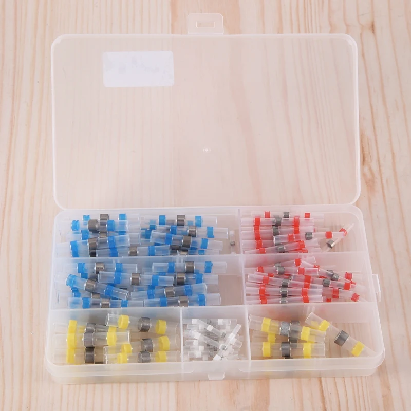 150 buah tidak ada Crimp Cincin Solder tabung panas dapat menyusut tahan air Terminal blok Terminal cepat lengan Solder Kit ABS