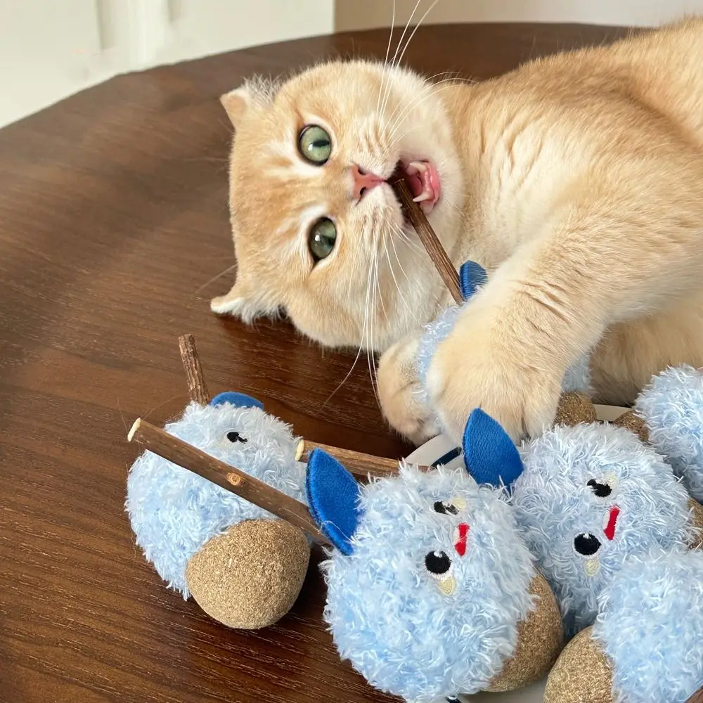 

Plush Kitten Chew Toy Wooden Cartoon Cats Grinding Teeth Sticks Cute Bite Resistant Cat Mint Sticks Self Happy