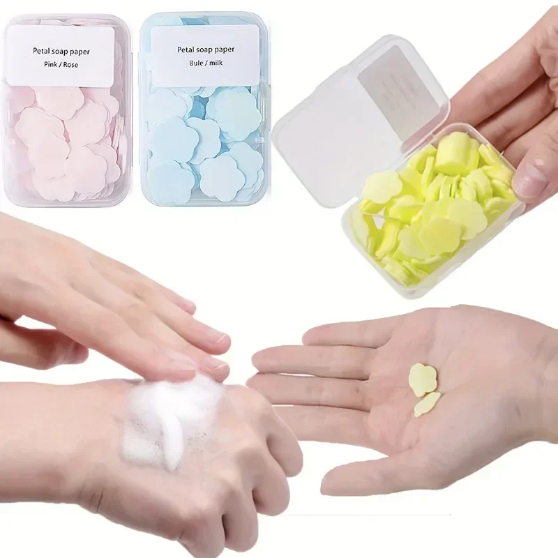 Portable Hand Washing Soap Sheets Mini Hand Washing Bath Travel Fragrance Foam Soap Paper Easy To Use Bathroom Travel Supplies