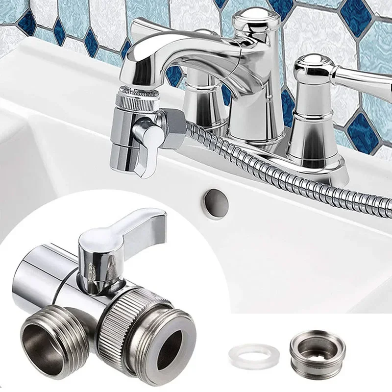 Zinc Alloy/Plastic 3 Way Faucet Valve Diverter Converter Splitter Kitchen Sink Accessories Water Tap Connector Toilet Shower