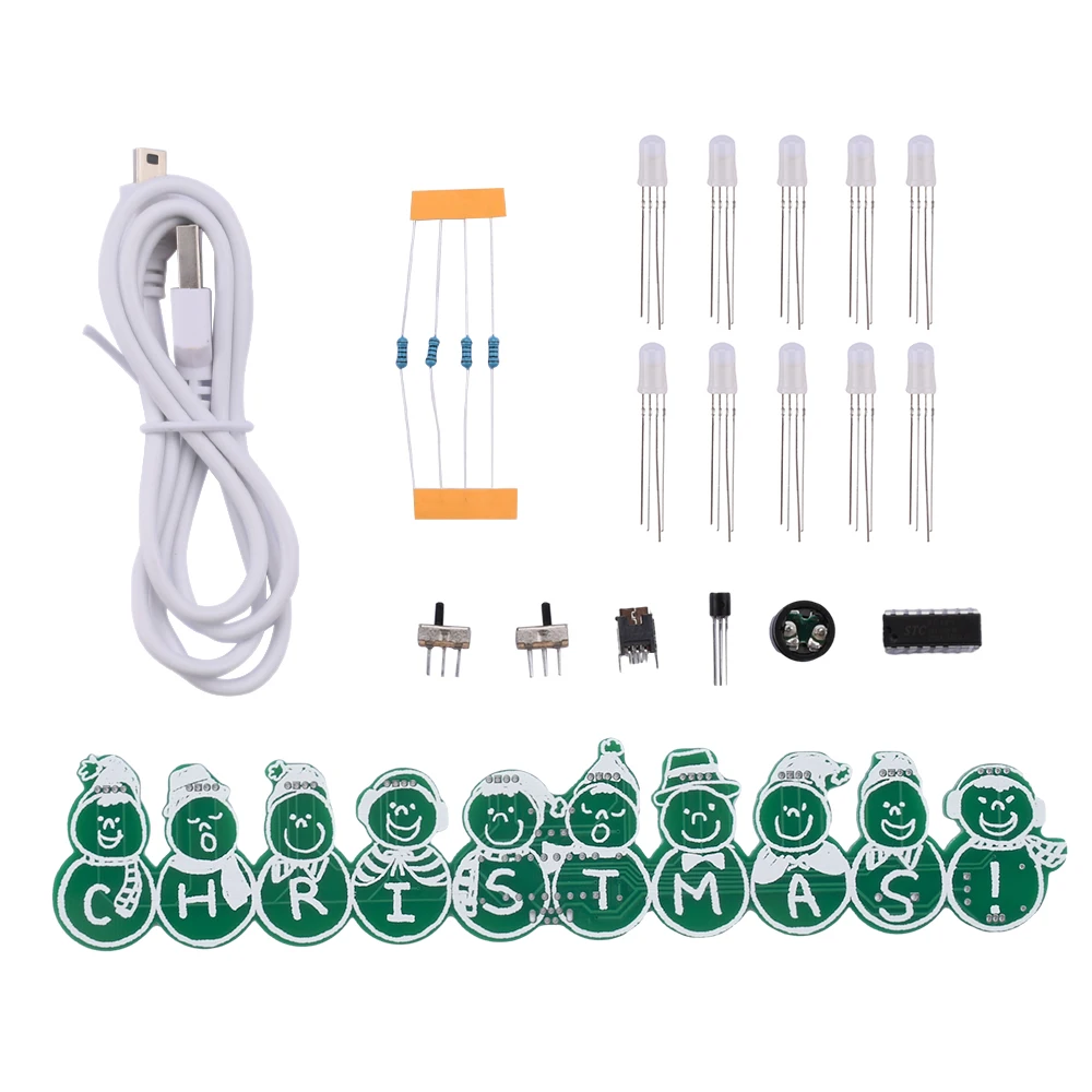 DIY Christmas Electronic Kit with LED Flashing Lights Snowman Soldering Project Practice For Beginner School Students STEM Teach